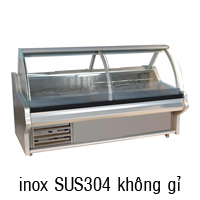 Tủ quầy lạnh kính cong trưng bày thịt heo tươi dài 2m