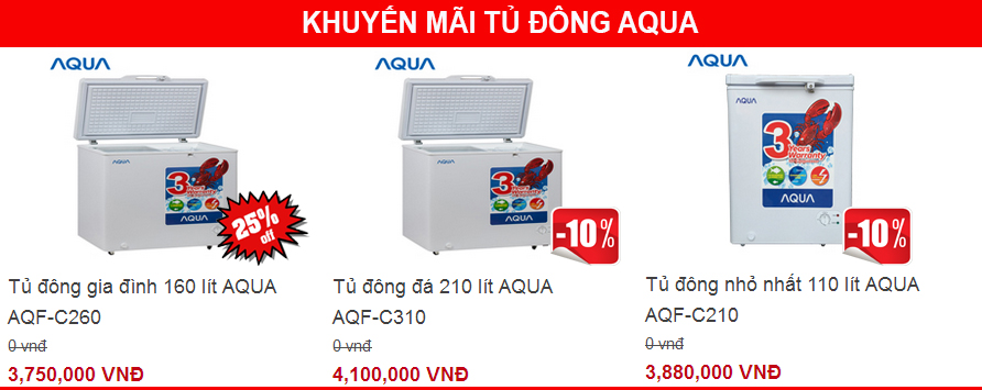 tủ đ&ocirc;ng aqua