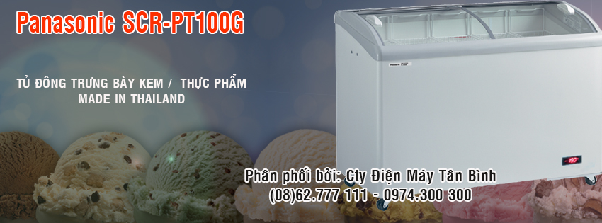Tủ đ&ocirc;ng trưng b&agrave;y kem Panasonic