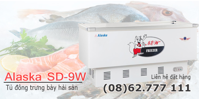 Tủ đ&ocirc;ng trưng b&agrave;y hải sản alaska SD-9W