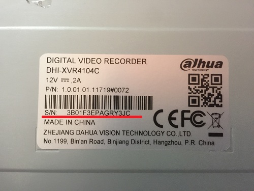 số S/N tr&ecirc;n camera Dahua