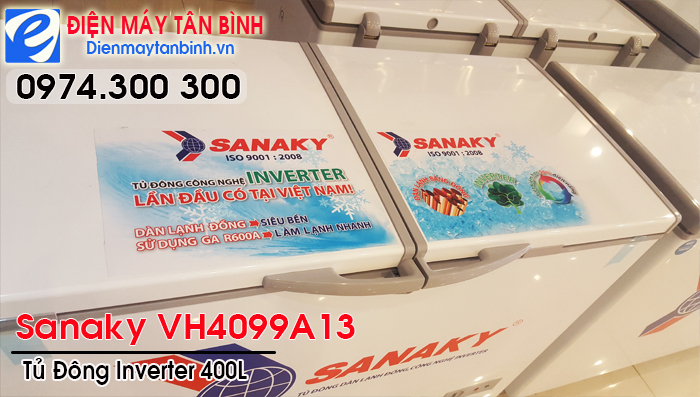 tủ đ&ocirc;ng 2 nắp mở l&ecirc;n Sanaky VH4099A13
