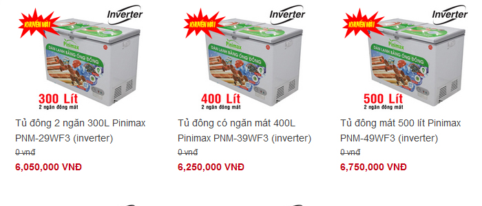 Tủ đ&ocirc;ng Pinimax inverter