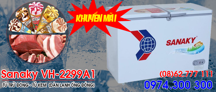 Tủ cấp đ&ocirc;ng 200L l&iacute;t Sanaky VH-2299A1
