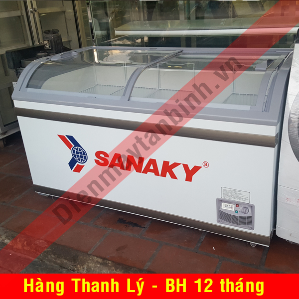 Tủ đông cũ trưng bày kem Sanaky kính cong