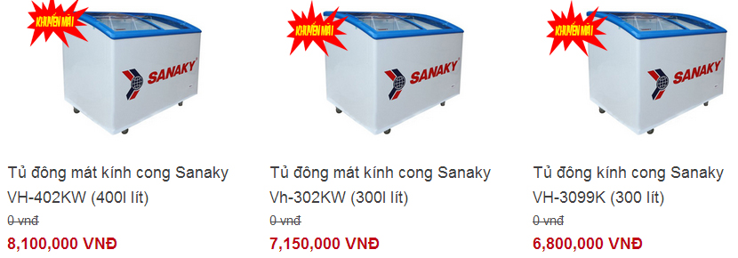 Tủ kem sanaky k&iacute;nh cong