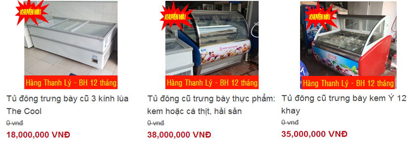 Tủ đ&ocirc;ng trưng b&agrave;y kem thanh l&yacute;