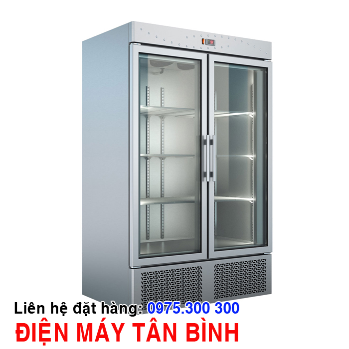 Tủ mát inox 2 cửa kính Dako, chuyên bánh kem, hoa, trái cây