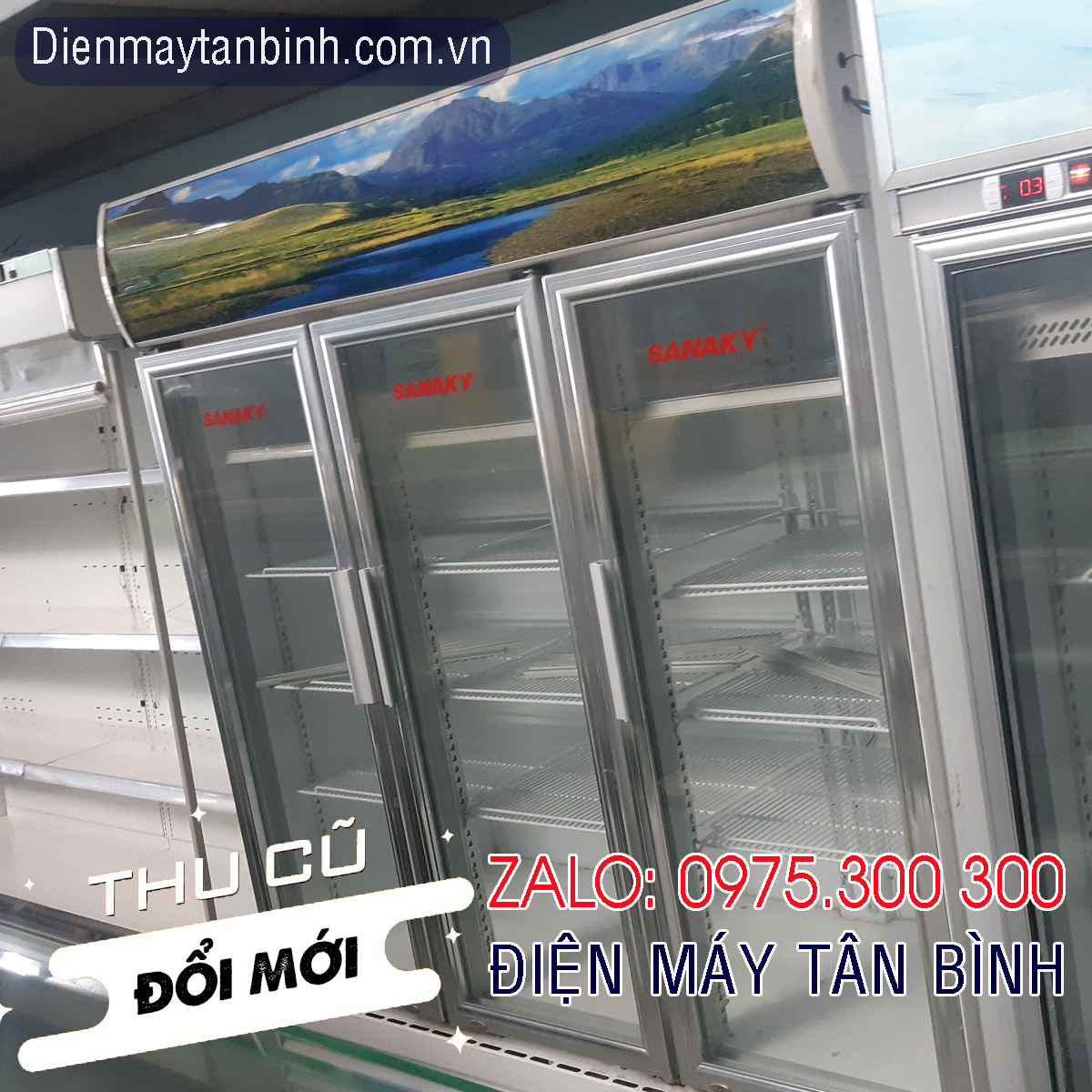 Tủ mát cũ 3 cánh 1500 lít Sanaky giá rẻ