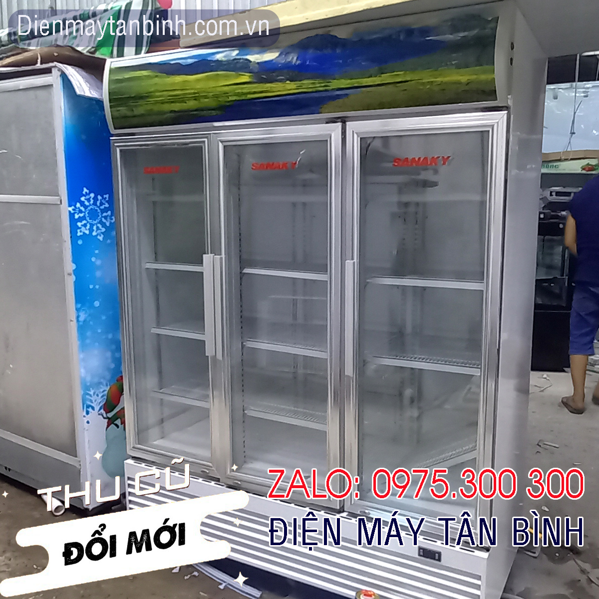 Bán tủ mát cũ trưng bày thực phẩm Sanaky 3 cửa 1500 lít