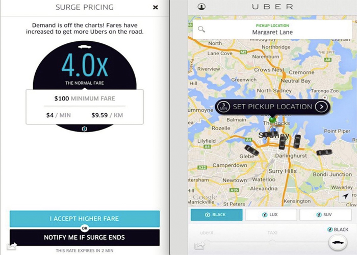 Uber Surge tăng gi&aacute;